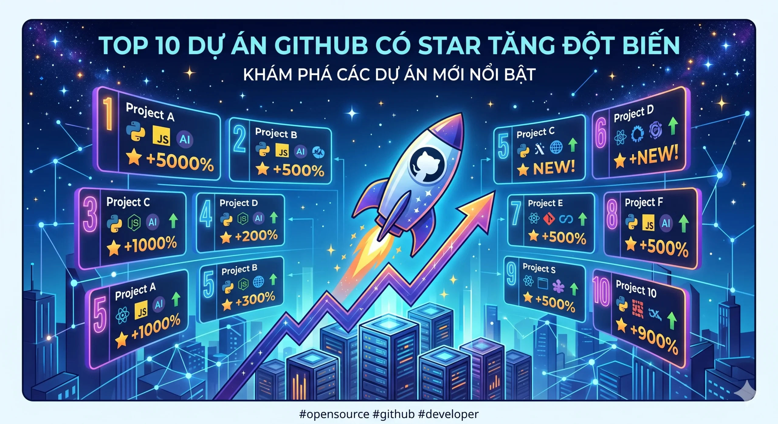 top 10 du an github tang truong nhanh nhat